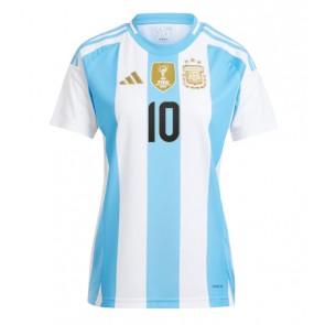 Billiga Argentina Lionel Messi #10 Hemmatröja Dam Copa America 2024 Kortärmad